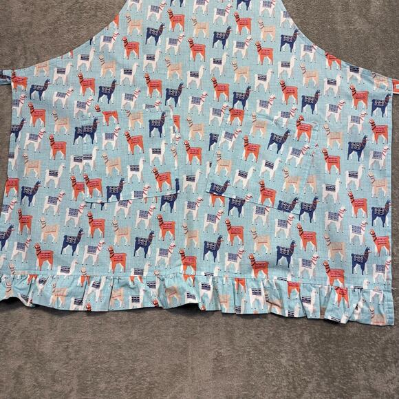 Llama Alpaca Chefs Bib Apron Funny Cooking Pockets Ruffle BBQ Grilling - Picture 3 of 7